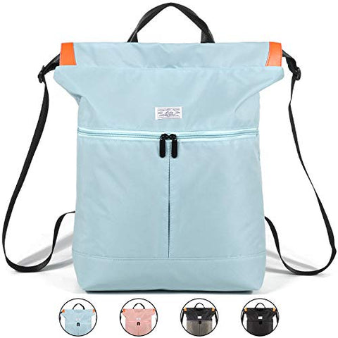 Drawstring Backpack String Bag Sackpack Cinch Water Resistant Nylon for Gym Shopping Sport Yoga by WANDF (Blue 6033)