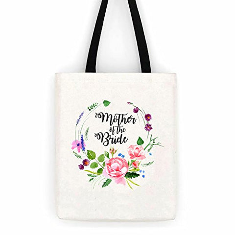 Mother Of The Bride Floral Wedding Cotton Canvas Tote Bag School Day Trip Bag