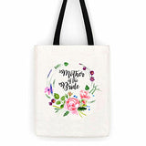 Mother Of The Bride Floral Wedding Cotton Canvas Tote Bag School Day Trip Bag