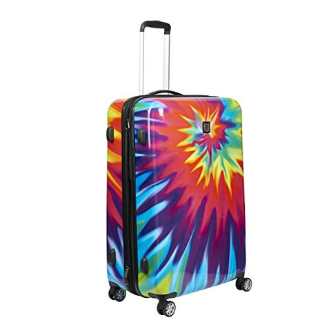 ful Luggage Tie-dye Swirl 28 Inch Expandable Spinner Rolling Suitcase, Hard Case