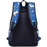 Hey Yoo 3pcs Laptop Backpack 3 Pieces Casual Hiking Daypack Bookbag School Bag Backpack Sets for Girls Women (Blue Unicorn)