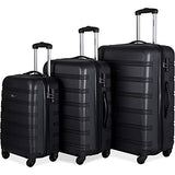 Merax Expandable Luggage Sets with TSA Locks, 3 Piece Lightweight Spinner Suitcase Set (Black2020)