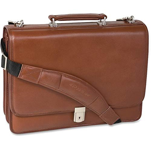 McKlein, V Series, Lexington, Top Grain Cowhide Leather, 15" Leather Flapover Double Compartment Briefcase, Brown (83544)