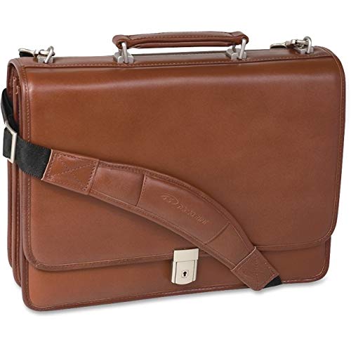 McKlein, V Series, Lexington, Top Grain Cowhide Leather, 15" Leather Flapover Double Compartment Briefcase, Brown (83544)