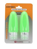 Miami CarryOn TSA Approved Food Grade Silicone Travel Bottle Pair, FDA Approved (Electric Green)