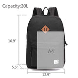 Lightweight Backpack for School, VASCHY Classic Basic Water Resistant Casual Daypack for Travel with Bottle Side Pockets (Black)