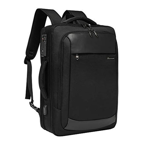 Modoker Briefcase Laptop Backpack, 17.3 Inch Laptop Bag for Men Women, Extra Large Business Travel Carry on Backpack, TSA Friendly, Black