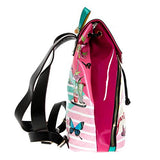 Studded Glossy Neon Floral Backpack with Adjustable Strap