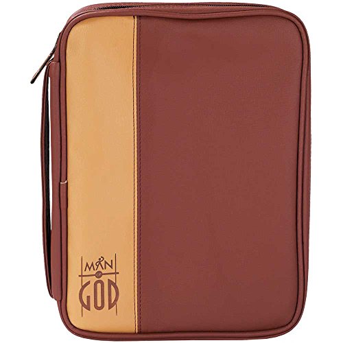 Mocha and Carmel 8.5 x 11 inch Leather Like Vinyl Bible Cover Case with Handle Large