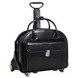 McKlein, W Series, Glen Ellyn, Top Grain Cowhide Leather, 15" Leather Patented Detachable -Wheeled Ladies' Laptop Briefcase, Black (94365)