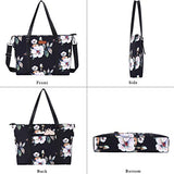 MOSISO USB Port Laptop Tote Bag (17-17.3 inch) with Adjustable Top Handle, Laptop Bag for Women, Durable Polyester Portable Lightweight Work Office Travel Shopping Shoulder Bag, Hibiscus Black