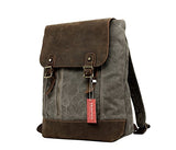 Canvas Leather Laptop Backpack – Unisex, Classic Style, Genuine Leather (Grey)