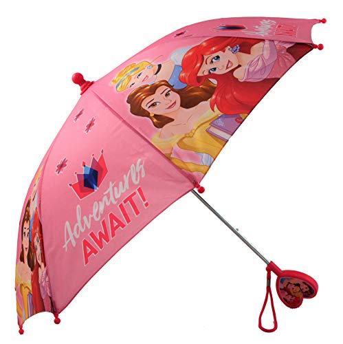Disney Little Girls Assorted Characters Rainwear Umbrella, Pink,  Ages 3-7