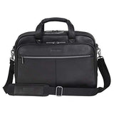 Kenneth Cole Reaction Resolute Men's Briefcase Full-Grain Colombian Leather 16" Laptop Portfolio Messenger Bag, Midnight Black, One Size