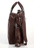 Tony Perotti Italian Cow Napoli Laptop Zip-Around Double Compartment Leather Briefcase, Brown