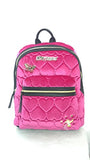 New! Betsey Johnson Fuchsia Velvet Quilted Hearts Backpack