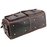 Polare 22'' Indiana Jones Looking Natural Leather Weekender Carry On Duffle Bag