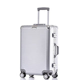 Aluminum Frame Luggage, Durable PC Hardshell TSA Lock Spinner Suitcase 26 Inch Silver