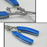LIZHOUMIL Stainless Steel Fishing Gripper Lure Pliers Multifunction Fish Line Cutter Fishing Tools ht1002-1 Blue + Steel Wire Drop Rope + Nylon Bag