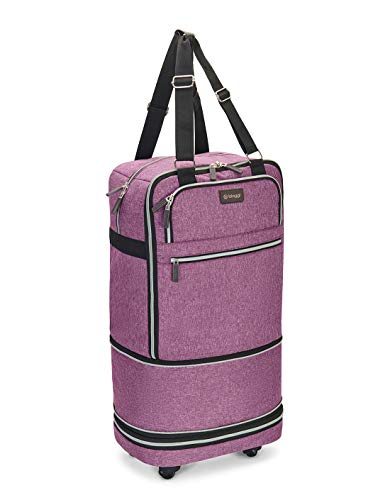 Biaggi Luggage Zipsak Boost Pro Foldable Spinner Carry On, Expands to Check-in Luggage, Purple
