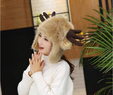 BOBILIKE Plush Fun Raindeer Ears Hood Women Costume Hats Warm, Soft and Cozy, Reindeer Brown