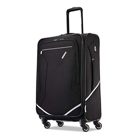 American Tourister Re-Flexx Expandable Softside Checked Luggage With Spinner Wheels, Black/White