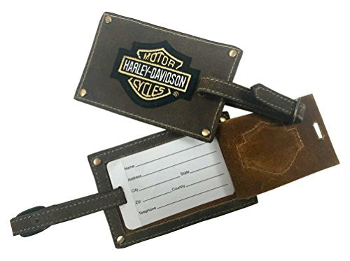 Harley-Davidson Bar & Shield Belted Luggage Tags, Brown Leather 99301-Brown
