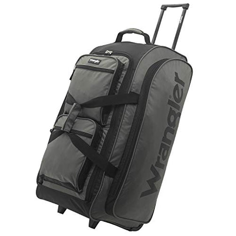 Wrangler Wesley Rolling Duffel Bag, Charcoal Grey, Large 30-Inch