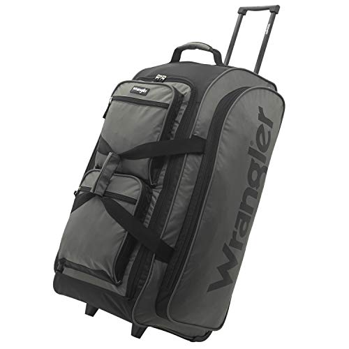 Wrangler Wesley Rolling Duffel Bag, Charcoal Grey, Large 30-Inch