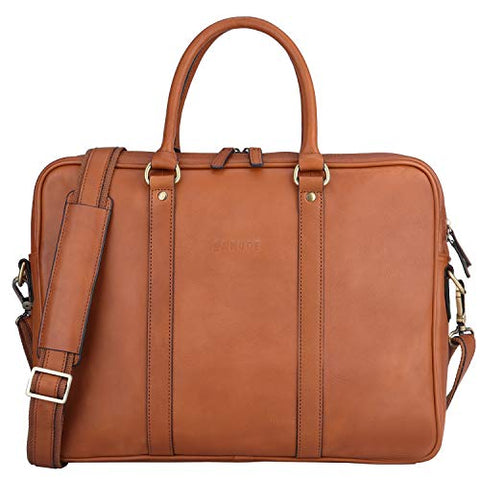 Banuce Vintage Full Grain Italian Leather Briefcase for Men Women Business Tote Messenger Satchel