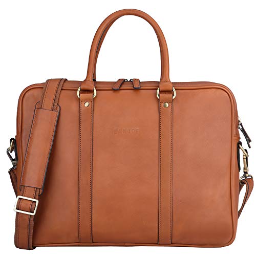 Banuce Vintage Full Grain Italian Leather Briefcase for Men Women Business Tote Messenger Satchel