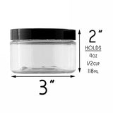 4oz Clear Plastic Jars with Labels & Spatulas & Lids (12-Pack); Straight Sided PET Low Profile BPA-Free Containers Great for Cosmetics, Kitchen, Gifts & Travel (12-Pack, Clear)