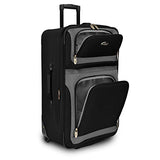 U.S. Traveler New Yorker Lightweight Softside Expandable Travel Rolling Luggage Set, Black/Grey, 4-Piece (15/21/25/29)
