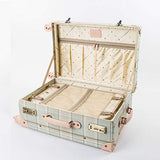 COTRUNKAGE Travel Luggage Trunk Vintage Women Suitcase with TSA Lock (26" (Single), Plaid)