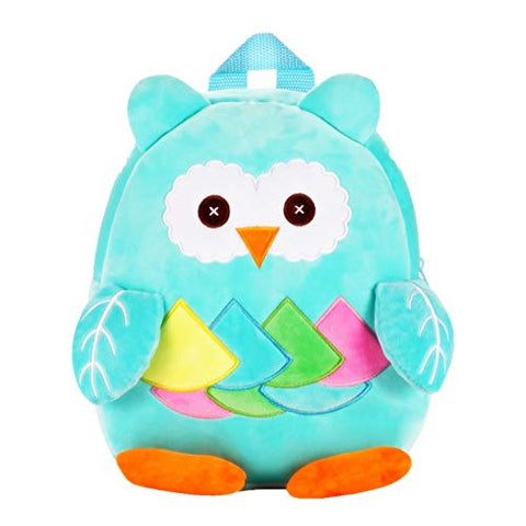 Cute Kids Toddler Backpack Plush Toy Animal Cartoon Children Bag for 1~5 Years Baby (Owl_Blue)
