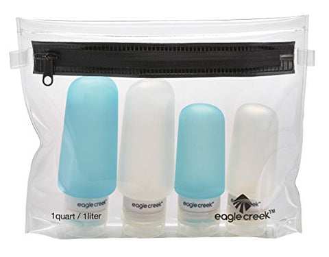 Eagle Creek Travel Gear Pack-it Silicone Bottle Set, Clear/Aqua