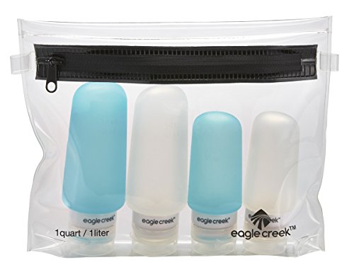 Eagle Creek Travel Gear Pack-it Silicone Bottle Set, Clear/Aqua
