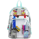 Eastsport Clear Backpack, Fully Transparent with Padded Straps, Clear/Turquoise/Watercolor Floral