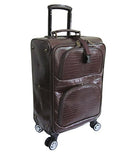 Amerileather Leather Croco-Print Three Piece Set Traveler on Spinner Wheels (#8603-4) (Dark Brown)