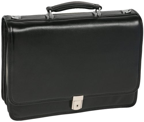McKlein, I Series, River North, Full Grain Cashmere Napa Leather, 15" Leather Triple Compartment Laptop Briefcase, Black (43555)