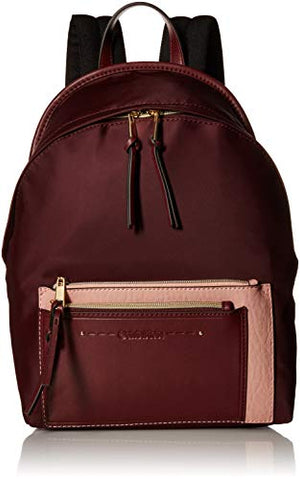 Calvin Klein womens Calvin Klein Lisa Nylon Front Zipper Pocket Backpack, merlot, One Size