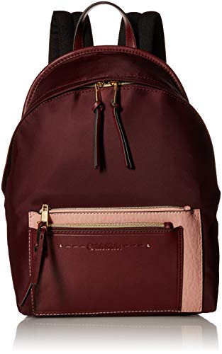 Calvin Klein womens Calvin Klein Lisa Nylon Front Zipper Pocket Backpack, merlot, One Size