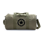Army Force Gear WWII Military Jeep Invasion Star Duffel Shoulder Bag - Olive & Black, Medium