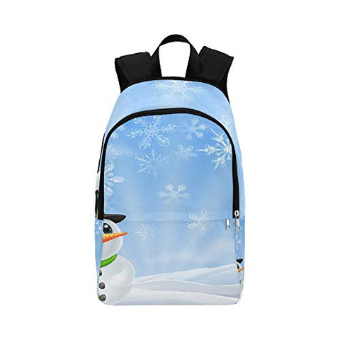 YPink Illustration of A Christmas Snowman Scene with TRE Casual Daypack Travel Bag College School Backpack for Mens and Women