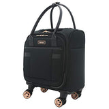 kensie Women's Hudson Softside 3-Piece Spinner Luggage Set, Black with Rose Gold, (20/24/28)