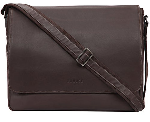 Banuce Vintage Soft Top Grain Leather Messenger Bag for Men Business Briefcase a4 Work 14 Inch