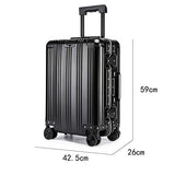 JBAG-one 100% Aluminum-Magnesium Alloy Rolling Luggage Spinner Men Business Suitcase Wheels 20 inch Cabin Trolley Travel Bag,Black