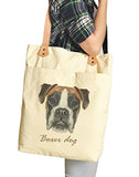 Boxer Dog Portrait Print Cotton Canvas Leather Straps Laptop Backpack Was_34