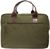 Mancini Single Compartment 15.6" Laptop Briefcase in Olive - Brown Trim