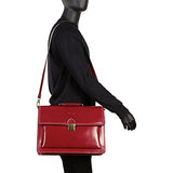 Sharo Leather Bags Italian Leather Computer Brief And Messenger Bag (Apple Red)